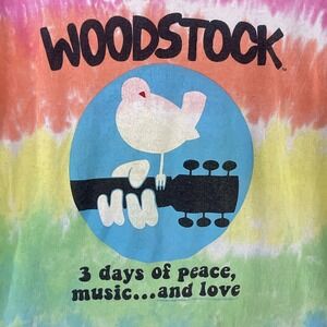 Liquid Blue Woodstock T Shirt Unisex M Multicolor Cotton Crew‎ Neck Tie Dye